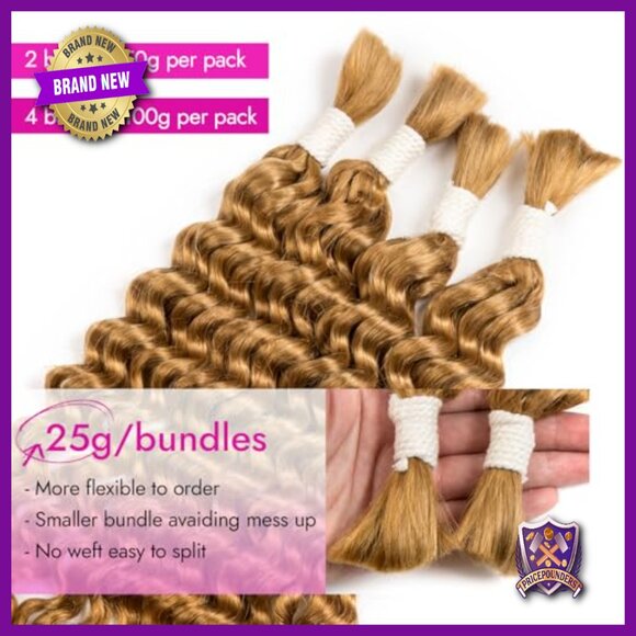 Deep Wave Human Hair Braiding Extensions 18 Inch 2 Bundles 50g main image 5